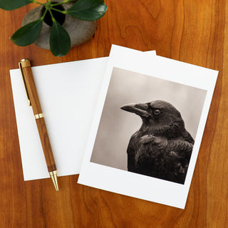 "Portrait of an American Crow" Handmade Fine Art Card